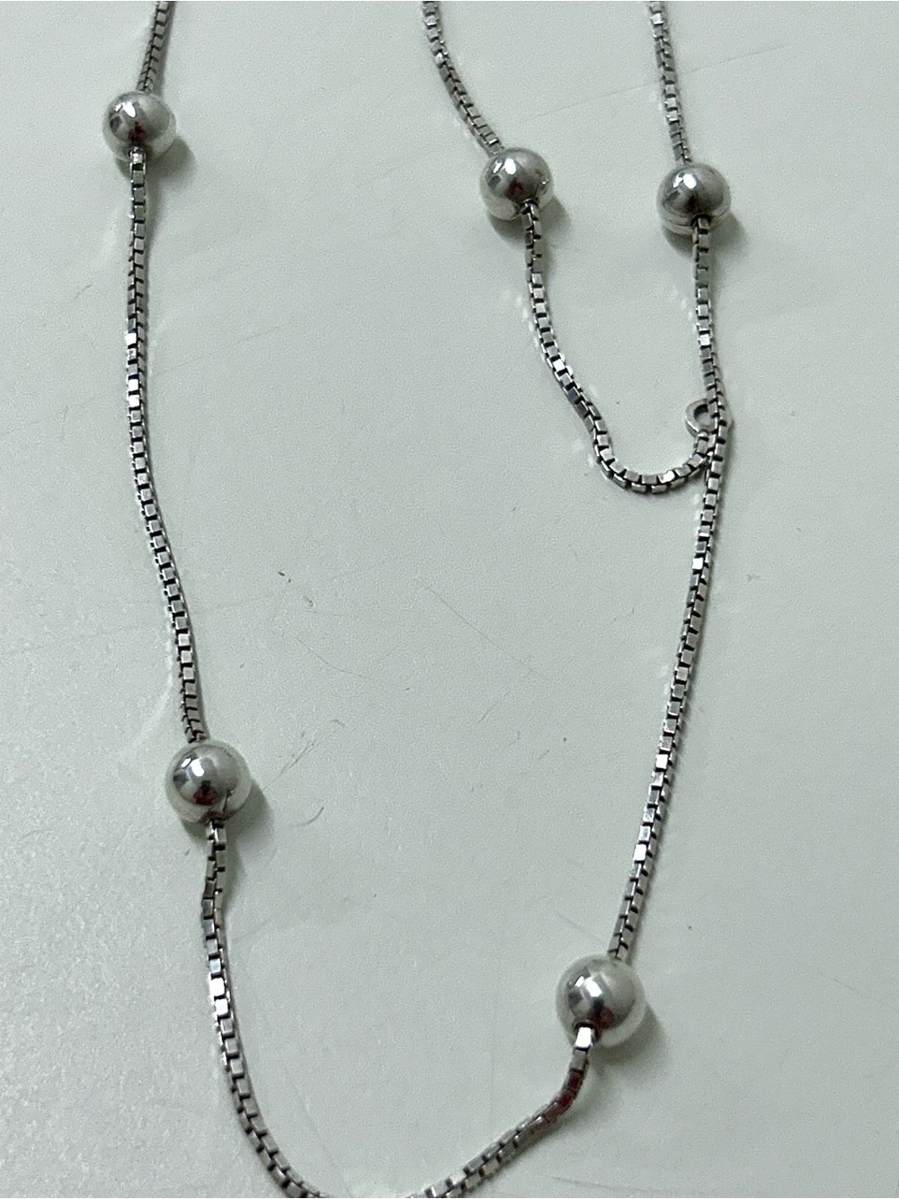 Vintage Sterling Silver Beaded Box Chain Necklace - Picture 13 of 16